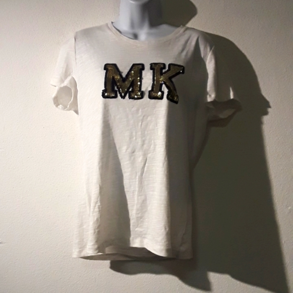 *C1 - LOVELY MICHAEL KORS GOLD & BLACK BORDER SEQUIN SZ. LARGE TOP